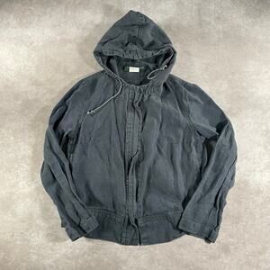 Women’s Harve Benard by Benard Holtzman Navy Blue %100 Linen Light Hooded Jacket